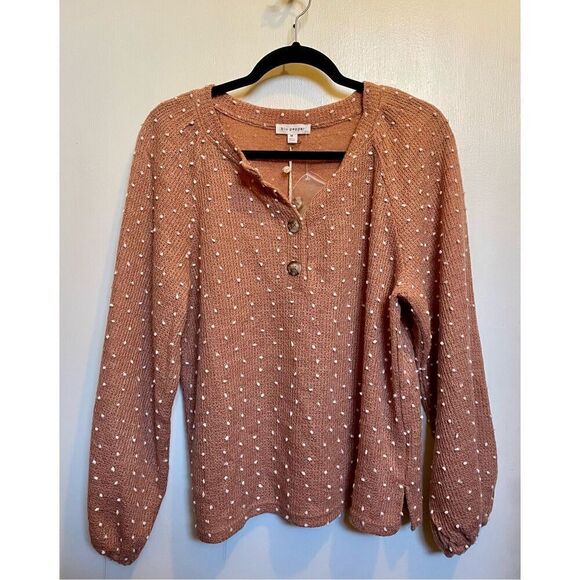 Blu Pepper Polka Dot Henley Style Long Sleeve size M NWT - Picture 4 of 15